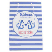 Nautische strepen en marineanchor Wedding Welkomst Medium Cadeauzakje (Voorkant)