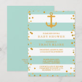 Nautische Strepen en Stippen Baby shower of Sprink Kaart (Voorkant / Achterkant)