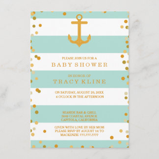 Nautische Strepen en Stippen Baby shower of Sprink Kaart