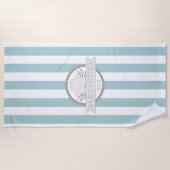 Nautische strepen | Gepersonaliseerde Sand Dollar Strandlaken (Voorkant)
