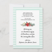 Nautische strepen Kerstmis Poinsettias Bewegen Aankondiging (Achterkant)