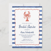 nautische strepen kreeft Vrijgezellenfeest Kaart (Voorkant)