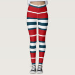 Nautische strepen leggings<br><div class="desc">Nieuw ontwerp met eigen thema met blauwe,  rode en witte strepen</div>