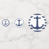 Nautische Strepen & Marine Blauw en Wit Boat Anker Confetti (Voorkanten)