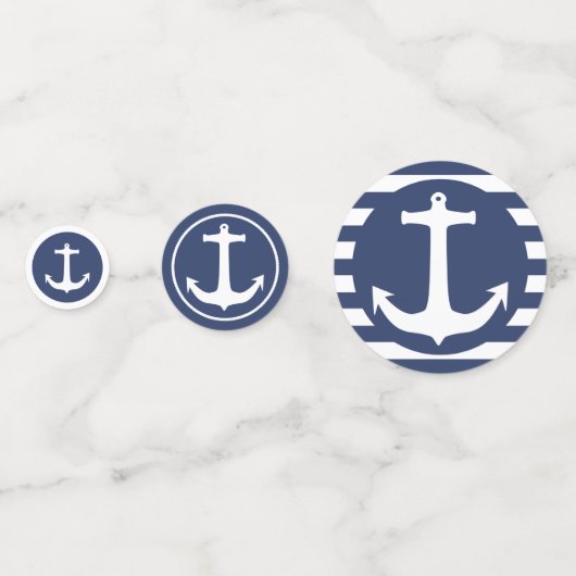 Nautische Strepen & Marine Blauw en Wit Boat Anker Confetti (Achterkanten)