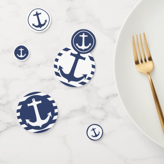 Nautische Strepen & Marine Blauw en Wit Boat Anker Confetti (Groep)