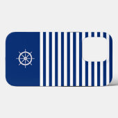 Nautische Strepen+Schepen Wiel Blauw+Wit Case-Mate iPhone Case (Achterkant (horizontaal))