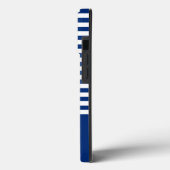Nautische Strepen+Schepen Wiel Blauw+Wit Case-Mate iPhone Case (Achterkant / Links)