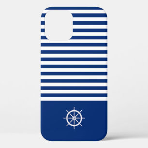 Nautische Strepen+Schepen Wiel Blauw+Wit Case-Mate iPhone Case