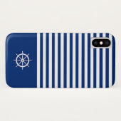 Nautische Strepen+Schepen Wiel Blauw+Wit Case-Mate iPhone Case (Achterkant (horizontaal))