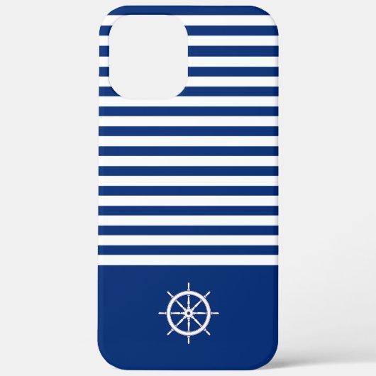 Nautische Strepen+Schepen Wiel Blauw+Wit Case-Mate iPhone Case (Achterkant)