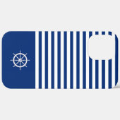 Nautische Strepen+Schepen Wiel Blauw+Wit Case-Mate iPhone Case (Achterkant / Rechts)