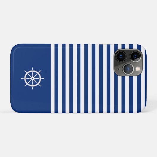 Nautische Strepen+Schepen Wiel Blauw+Wit Case-Mate iPhone Case (Achterkant (horizontaal))