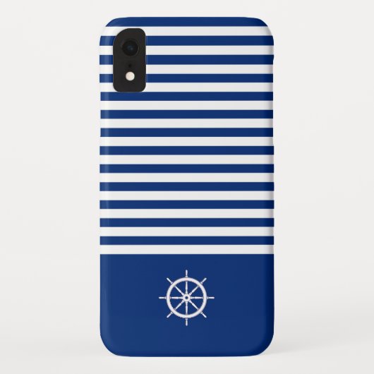 Nautische Strepen+Schepen Wiel Blauw+Wit Case-Mate iPhone Case (Achterkant)