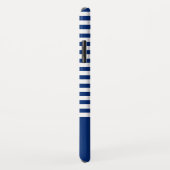 Nautische Strepen+Schepen Wiel Blauw+Wit Case-Mate iPhone Case (Achterkant/rechts)