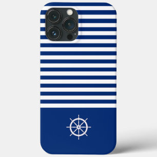 Nautische Strepen+Schepen Wiel Blauw+Wit Case-Mate iPhone Case