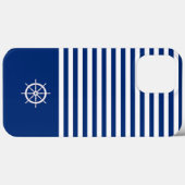 Nautische Strepen+Schepen Wiel Blauw+Wit Case-Mate iPhone Case (Achterkant (horizontaal))
