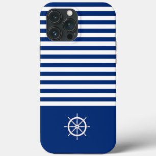 Nautische Strepen+Schepen Wiel Blauw+Wit Case-Mate iPhone Case