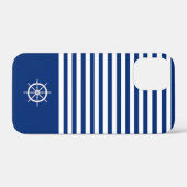 Nautische Strepen+Schepen Wiel Blauw+Wit Case-Mate iPhone Case (Achterkant (horizontaal))