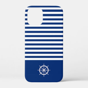 Nautische Strepen+Schepen Wiel Blauw+Wit Case-Mate iPhone Case