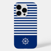 Nautische Strepen+Schepen Wiel Blauw+Wit Case-Mate iPhone Case (Achterkant)