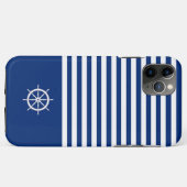 Nautische Strepen+Schepen Wiel Blauw+Wit Case-Mate iPhone Case (Achterkant (horizontaal))