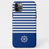 Nautische Strepen+Schepen Wiel Blauw+Wit Case-Mate iPhone Case (Achterkant)