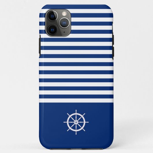 Nautische Strepen+Schepen Wiel Blauw+Wit Case-Mate iPhone Case (Achterkant)