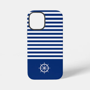 Nautische Strepen+Schepen Wiel Blauw+Wit iPhone 12 Mini Hoesje