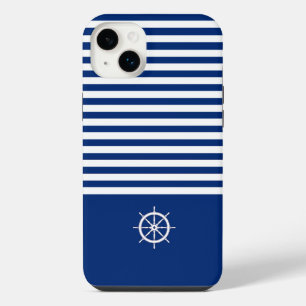 Nautische Strepen+Schepen Wiel Blauw+Wit