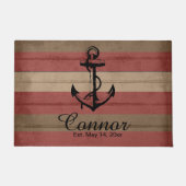 Nautische strepen van rood en bruin hout deurmat (Voorkant)
