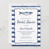 Nautische Strepen Vis Kust Vrijgezellenfeest Kaart (Voorkant)