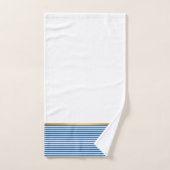 NAUTISCHE STRIPE BLUE GOLD BATHROOM TOWEL SET BAD HANDDOEK (Handdoek)