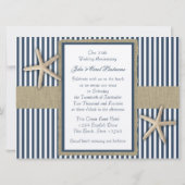 Nautische Stripe en Burlap Jubileum Kaart (Achterkant)