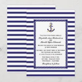 Nautische Stripe Wedding Kaart