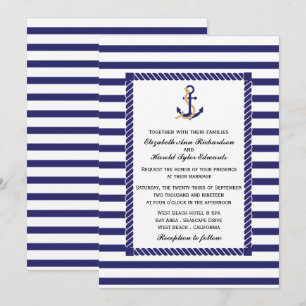 Nautische Stripe Wedding Kaart