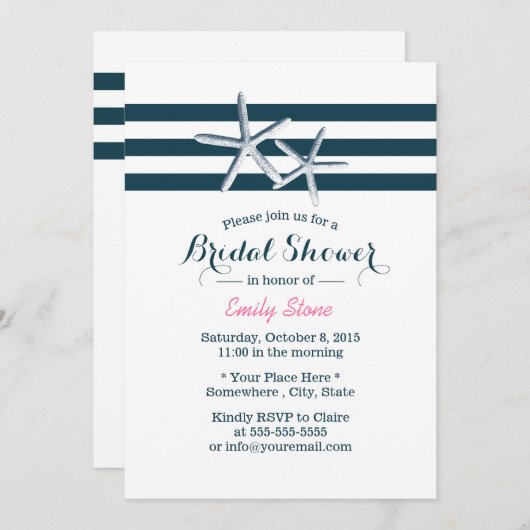 Nautische stripes Elegant Vrijgezellenfeest Kaart (Voorkant / Achterkant)