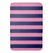 Nautische Stripes Marine Blauw en Licht Roze Badmat (Voorkant Verticaal)