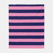 Nautische Stripes Marine Blauw en Licht Roze Fleece Deken (Voorkant)