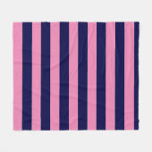 Nautische Stripes Marine Blauw en Licht Roze Fleece Deken (Voorkant (Horizontaal))