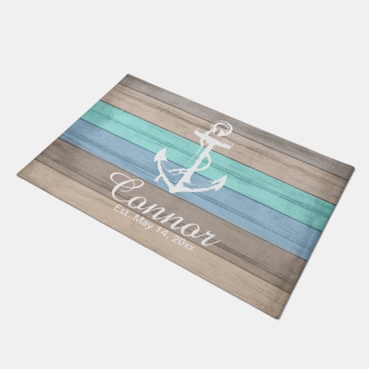 Nautische stripes voor zomerbakhout deurmat (Schuin)