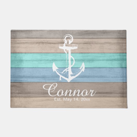 Nautische stripes voor zomerbakhout deurmat (Voorkant)