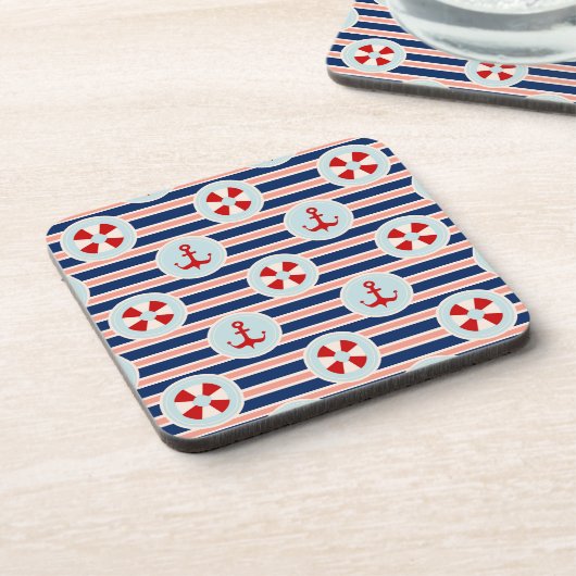 Nautische strips en Stippen patroon Drankjes Onderzetter (Linkerzijde)