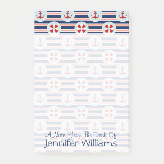 Nautische strips en Stippen patroon | Jouw namen t Post-it® Notes (Voorkant)
