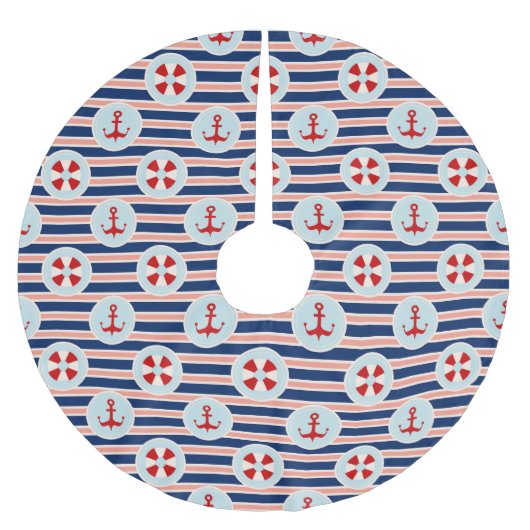 Nautische strips en Stippen patroon Kerstboom Rok (Voorkant)