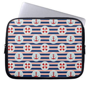Nautische strips en Stippen patroon Laptop Sleeve