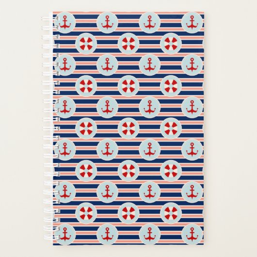 Nautische strips en Stippen patroon Planner (Voorkant)
