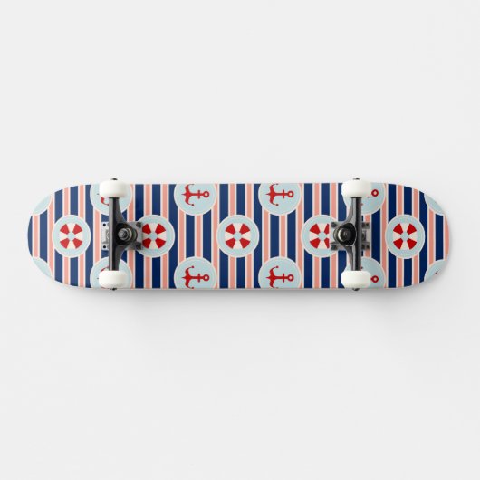 Nautische strips en Stippen patroon Skateboard (Horizontaal)