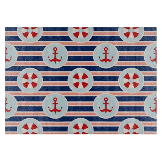 Nautische strips en Stippen patroon Snijplank (Voorkant)