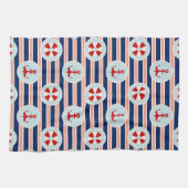 Nautische strips en Stippen patroon Theedoek (Horizontaal)